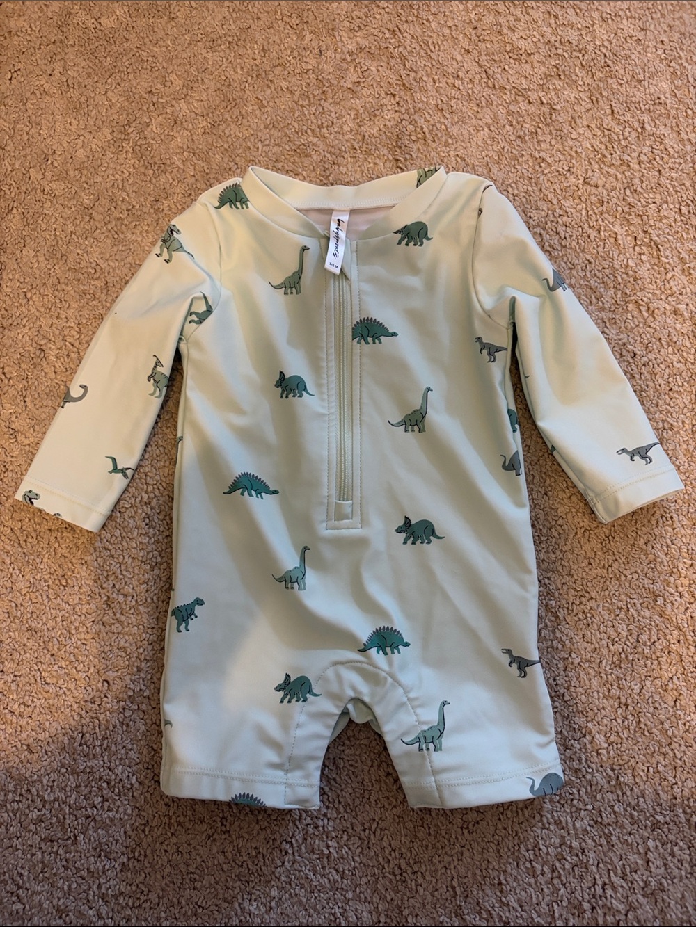 Baby Long Sleeve Dino One-Piece Swimsuit - Green
